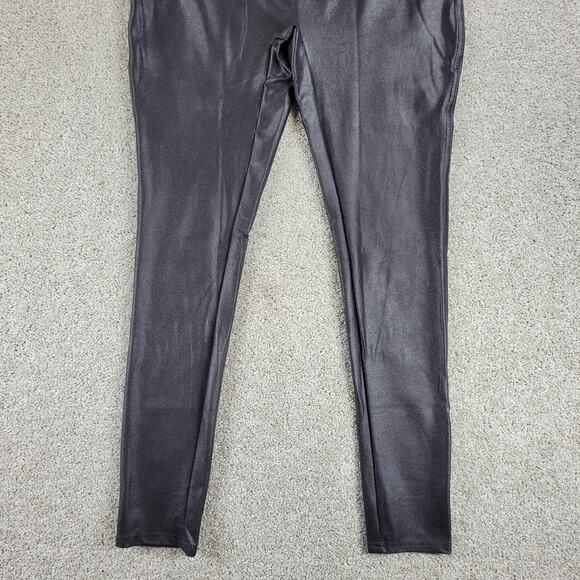Serra Womens Faux Leather Leggings XL Black Metallic Stretch Skinny Slim Fit New - Picture 4 of 13